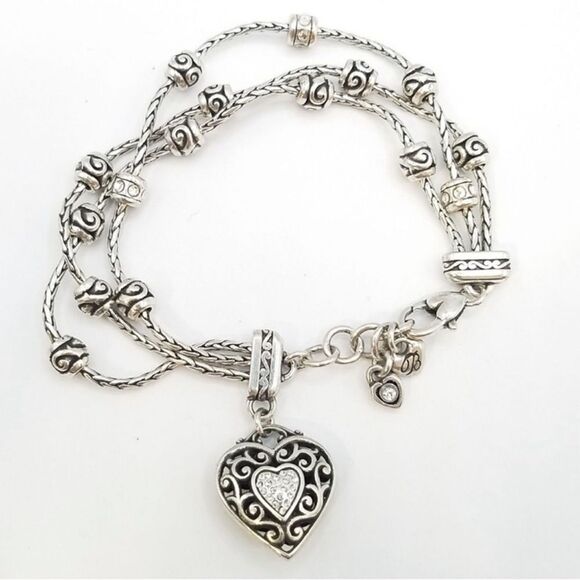 BRIGHTON Three Strand Sweetheart Heart Silver Tone Bracelet - Picture 4 of 4